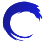 A blue circle logo for digital marketing.