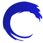 A blue circle logo for digital marketing.